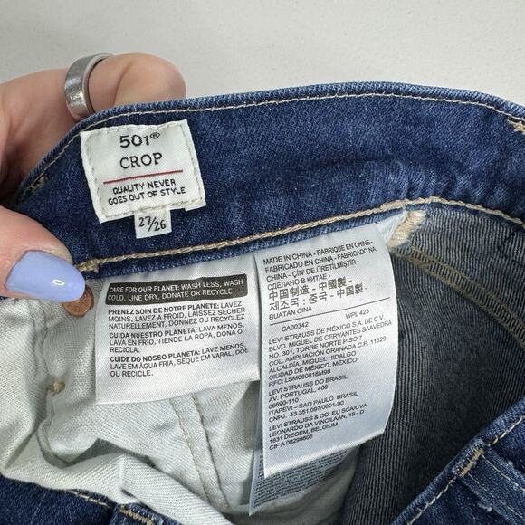 Levi's Made & Crafted Jeans Womens 27 Blue 501 Crop Button Fly Selvedge Denim - Picture 10 of 15